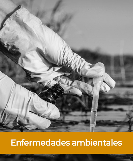primer plano de una manos con guantes bllancos extrayendo con un gotero una muestra de una superficie acuática. En escala de grises.